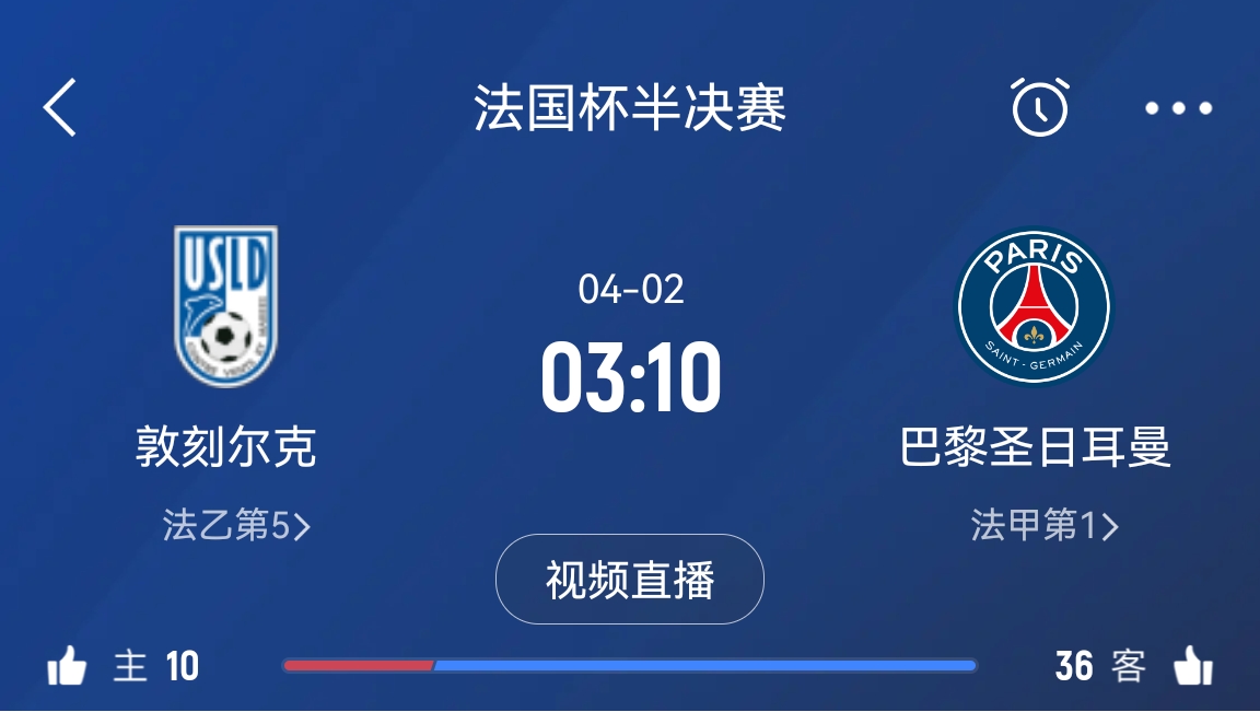 繼續(xù)大撤退？法國杯半決賽敦刻爾克挑戰(zhàn)巴黎，此前連續(xù)逆轉(zhuǎn)法甲隊